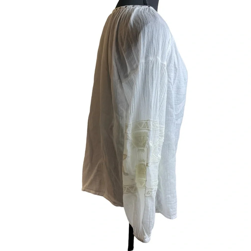 SCOTCH & SODA Embroidered Cotton Peasant Blouse size 1/2 comparable to a medium - Picture 6 of 11